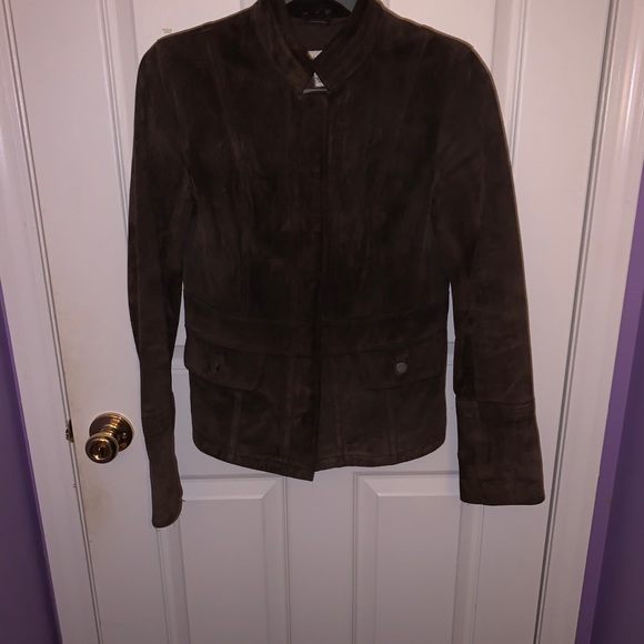 Brown Leather Calvin Klein Bomber Jacket - Picture 2 of 8